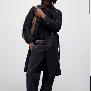 Le 31 Simons Belted Double-Breasted Trench Coat in Black Men’s Size 38R